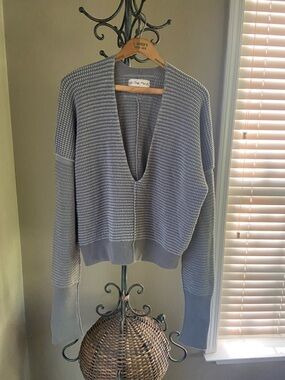 We The Free Into You Pullover waffle knit gray NWOT